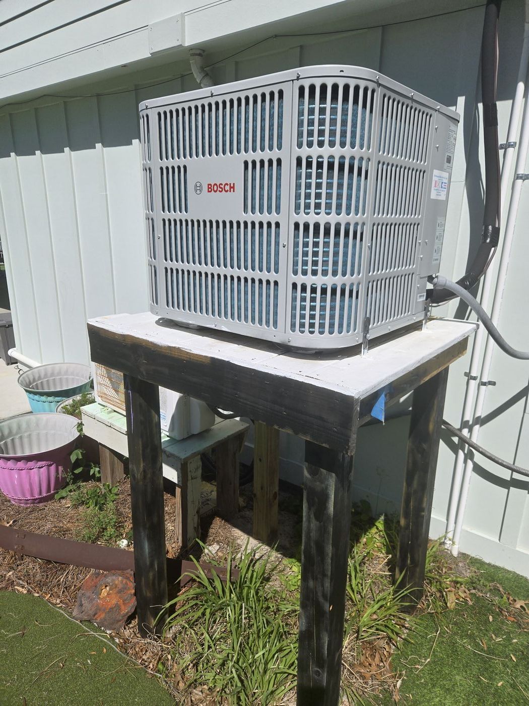 Bosch inverter heat pump condenser — installed by Bowman HVAC